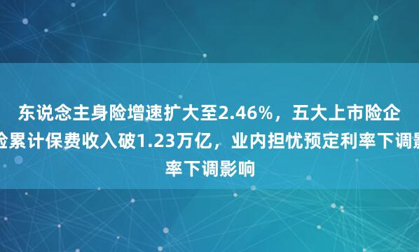 东说念主身险增速扩大至2.46%，五大上市险企寿险累计保费收入破1.23万亿，业内担忧预定利率下调影响